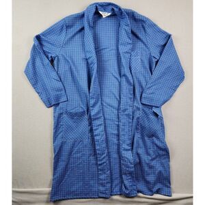 VTG JCPenney Towncraft Robe Mens L 42-44 Blue Check Cotton Polyester
